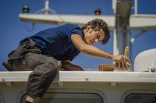 Pierre Niney as Jacques Cousteau's favorite son Philippe